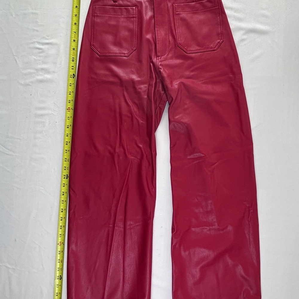Maeve Cherry Leather Trousers - Picture 2 of 6
